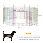 Enclos Pliant en Acier pour Chiens, Lapins, Rongeurs, Petits Animaux, Intérieur et Extérieur, 8 Panneaux avec Porte