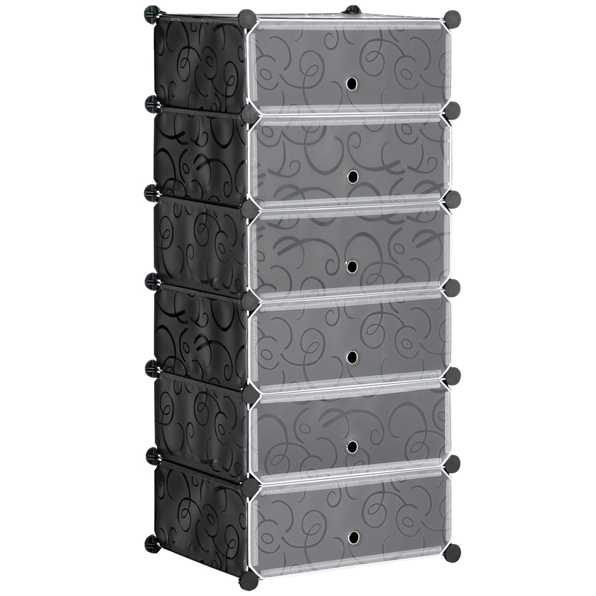 Meuble de rangement à chaussures modulable 6 cubes rectangulaires empilables - noir
