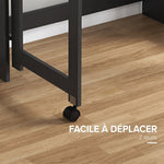 Bureau Informatique avec Étagères de Rangement, Plateau Rabattable, 2 Roulettes, pour Chambre, Salon, 80x69x155cm, Noir