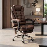 Fauteuil de bureau direction massant chauffant hauteur réglable dossier inclinable toile de microfibre marron