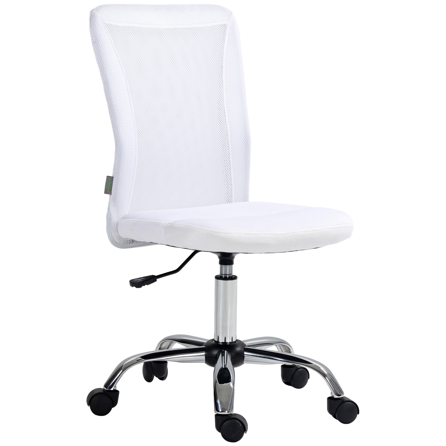Chaise de bureau ergonomique hauteur réglable piètement chromé pivotant 360° revêtement maille blanc