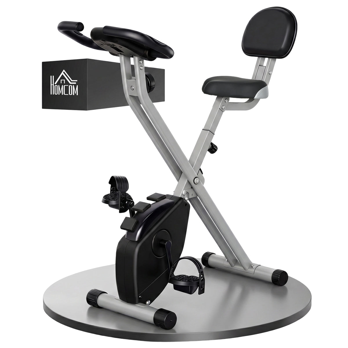 Vélo d'Appartement Pliable Magnétique Cardio-training - Sport Maison avec 8 Niveaux de Résistance et Roulettes - Silencieux Home Trainer avec Capteur de Pouls pour Fitness Homme et Femme, Noir