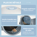 Maison de toilette pour chat pliable porte battante lucarne + pelle fournis 52 x 41 x 38 cm gris blanc