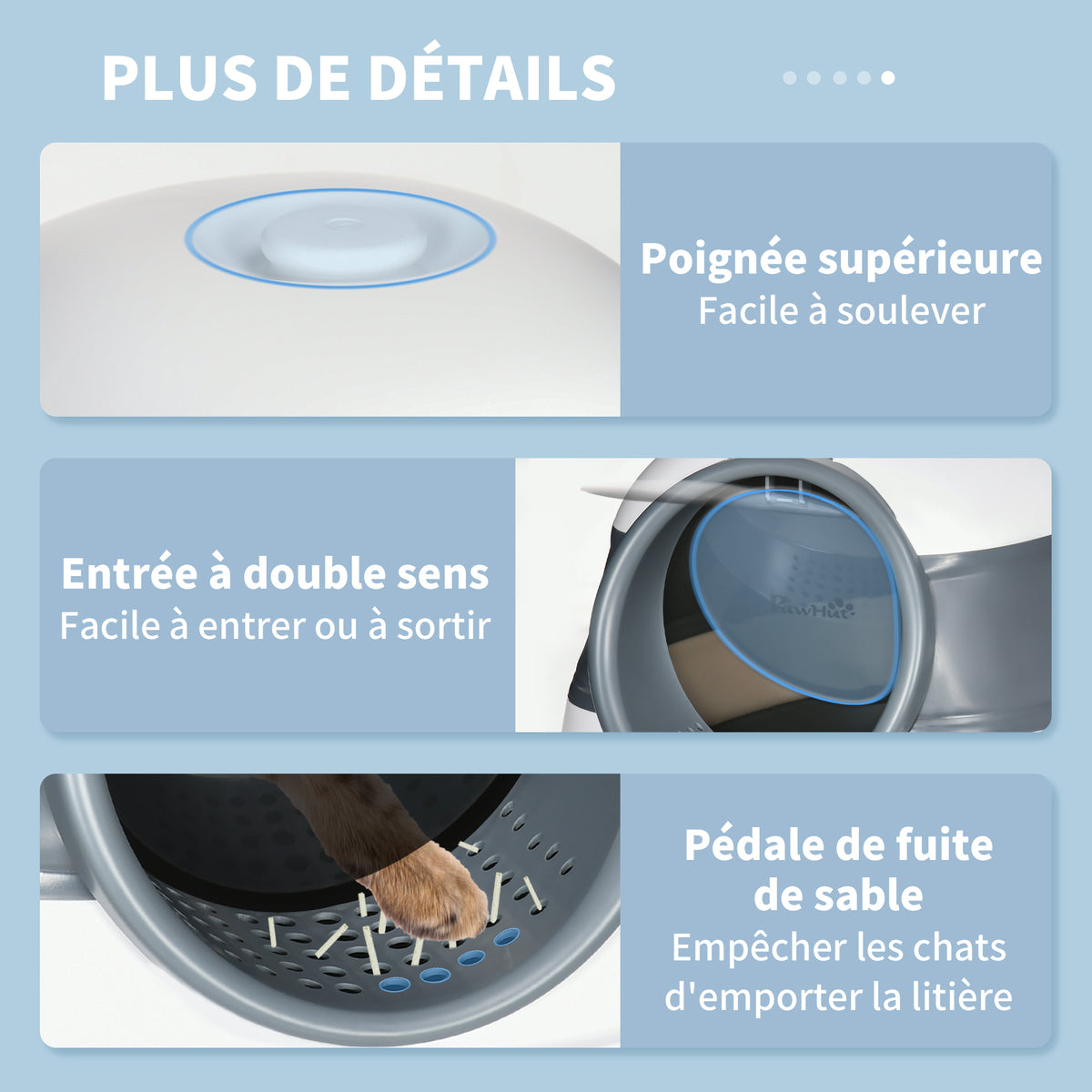 Maison de toilette pour chat pliable porte battante lucarne + pelle fournis 52 x 41 x 38 cm gris blanc