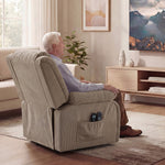 Elektrische sta-op-stoel, massage en verwarming, voetensteun, verstelbare rugleuning, afstandsbediening, 93x104x100cm, bruin