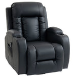 Fauteuil inclinable de massage et chauffage, fauteuil de relaxation, dossier réglable, pivotant 360°, 82x99x103cm, noir