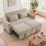 Canapé Convertible 2 Places 4 en 1, Canapé-Lit d'Angle en Chenille 167cm, Dossier Réglable, Assise Large, Marron