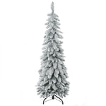Künstlicher Weihnachtsbaum mit Stahlständer, 253 beschneite Zweige, klappbarer Fuß, Höhe 135 cm, grün