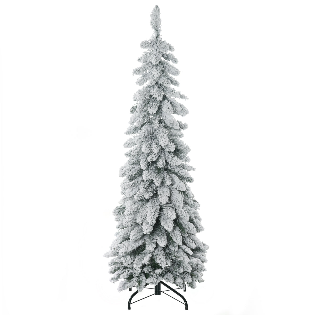 Künstlicher Weihnachtsbaum mit Stahlständer, 253 beschneite Zweige, klappbarer Fuß, Höhe 135 cm, grün