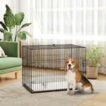 Cage caisse de transport pliante pour chien poignée, plateau amovible, coussin fourni 90 x 57,5 x 62 cm noir