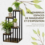Support pour plantes étagère à fleurs 4 étagères différentes hauteurs structure acier 40 x 40 x 81 cm noir