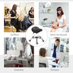 Tabouret à roulettes, tabouret de massage avec hauteur réglable 49-61 cm et selle ergonomique, chaise de travail à roulettes pivotant 360°, pour salon de massage tatouage clinique spa, noir