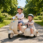 Elektrisches Kinder-Motorrad VESPA lizenziert 6V 2-Sitzer, Geschwindigkeit 3-5 km/h, Sanftanlauf, Creme
