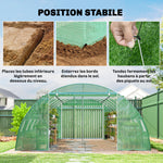 Serre Tunnel de Jardin Serre Maraîchère Acier Galvanisé Ø25mm et Structure Renforcée 395x595x199cm Vert