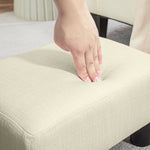 Pouf repose-pied tabouret bas en tissu de lin capacité de charge 110 Kg 40 x 30 x 24 cm beige