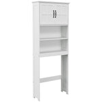 Meuble WC dessus de toilette armoire de rangement de salle de bain avec niches placard à double porte étagère réglable
