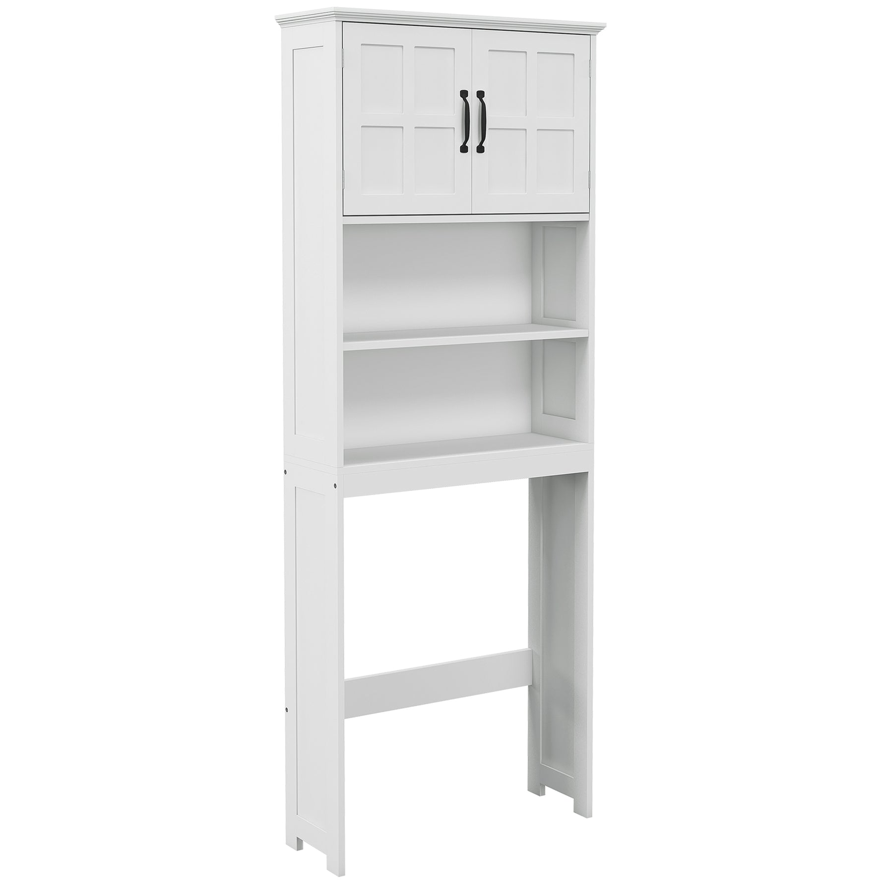 Meuble WC dessus de toilette armoire de rangement de salle de bain avec niches placard à double porte étagère réglable