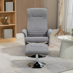 Fauteuil relax inclinable 135° pivotant 360° avec repose-pieds revêtement tissu gris