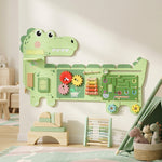 Busy Board Jouet, Tableau d'Activités Murale Dinosaure, Planche Motricité Bébé Educatif pour Garcon Fille 2+ Ans, Vert