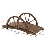 Pont de jardin en bois, avec balustrade à demi-roues charge max. 150 KG, 100 x 50 x 37 cm, marron