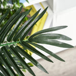 Palmier Artificiel 125 cm avec 18 Grandes Feuilles, Base en Ciment et Mousse de Lichen en PE, pour Salon Chambre, Vert