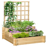 Carré potager jardinière à 3 étages avec treillis lit surélevé en bois pour plantes grimpantes légumes fleurs naturel
