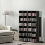 Meuble de rangement multimédia 456 CD/ 336 DVD - bibliothèque en bois avec étagères réglables, 89 x 130,5 cm, noir