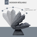 Fauteuil de sol paresseux pivotant 360° avec dossier inclinable design capitonné 62 x 62 x 95 cm gris foncé