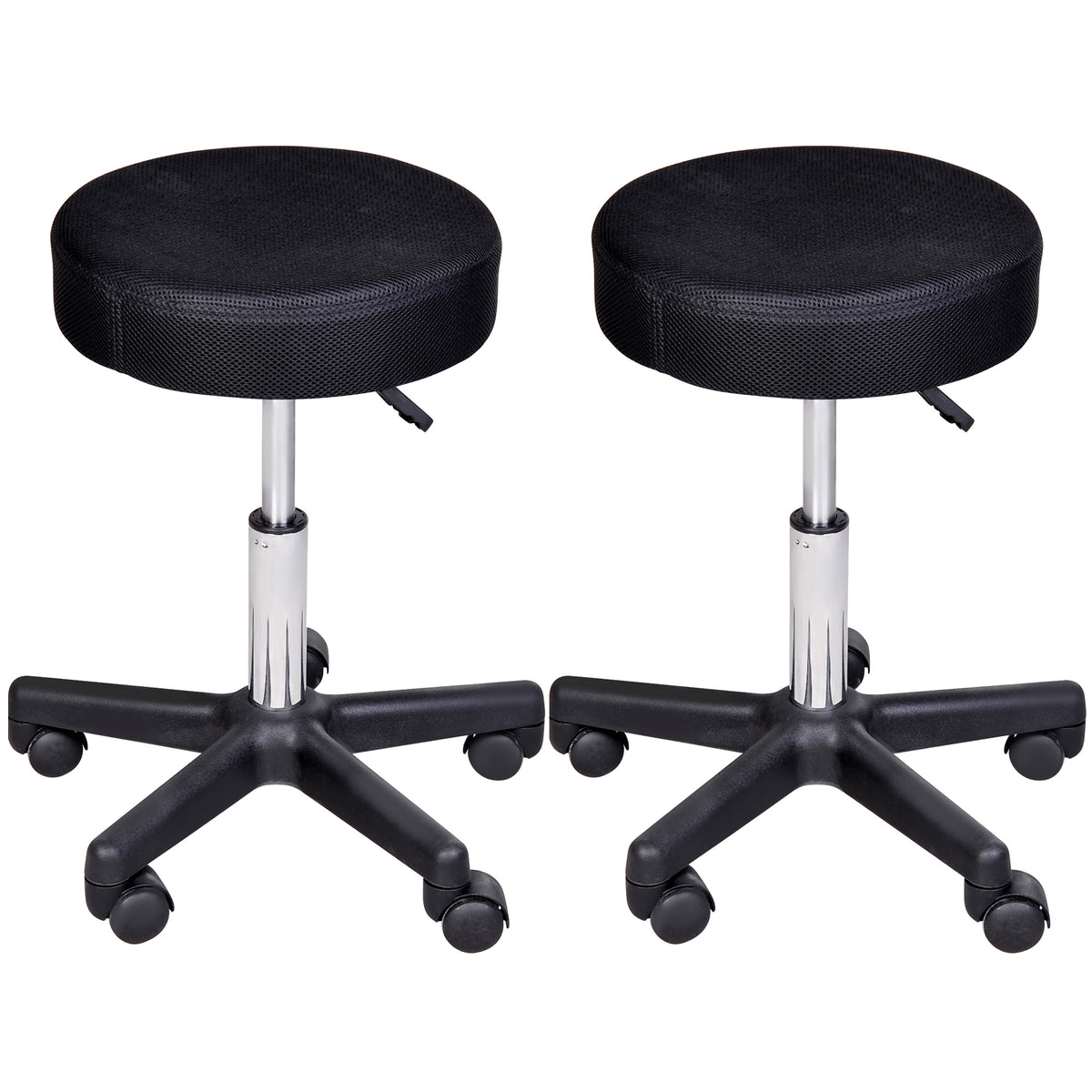 Lot de 2 tabourets de massage à roulettes reglable en hauteur pivotant avec trois couleurs de housse de protection