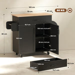 Dessert îlot de cuisine multi-rangements tiroirs placard 2 portes avec étagère réglable 105 x 36 x 85 cm noir