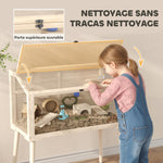 Cage hamster habitats pour rongeur bois toit ouvrable 7 plateformes 2 balançoires 110x52x101cm effet bois naturel