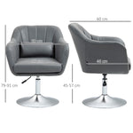 Fauteuil de salon coussins lombaires hauteur réglable pivotant 360° piètement en métal gris foncé