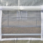 Serre de jardin serre tunnel 12 m² avec porte, parois latérales enroulables 8 fenêtres acier PE  4 x 3 x 2 m blanc