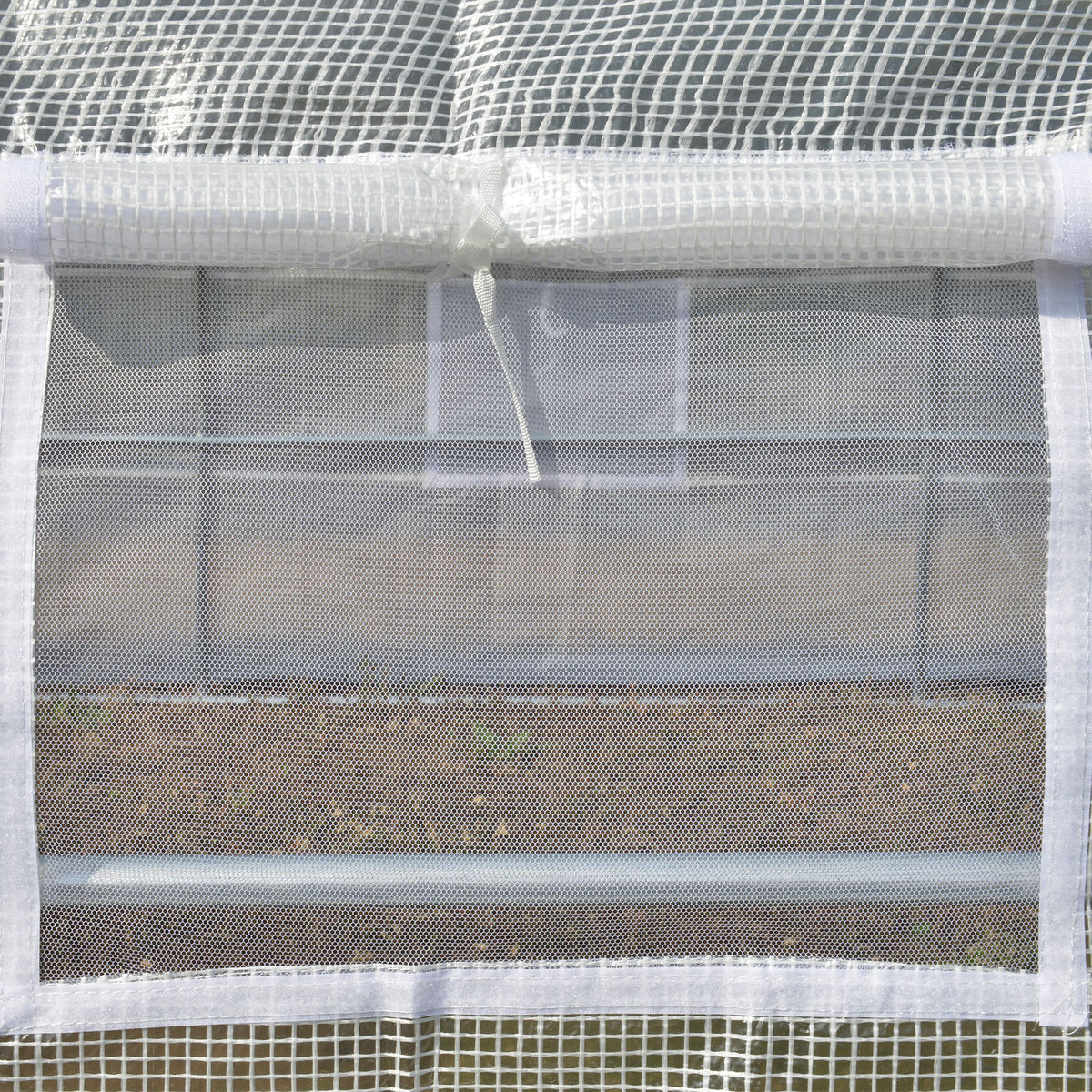 Serre de jardin serre tunnel 12 m² avec porte, parois latérales enroulables 8 fenêtres acier PE  4 x 3 x 2 m blanc