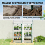 Serre de Jardin avec étagères 3 niveaux, Petite Serre en Bâche PVC et Châssis Acier, 2 Portes Roulantes, Transparent