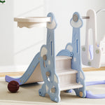 Toboggan et balançoire pour enfants 4 en 1 avec panier de basket et échelle, 147,5 x 160 x 107 cm, bleu clair