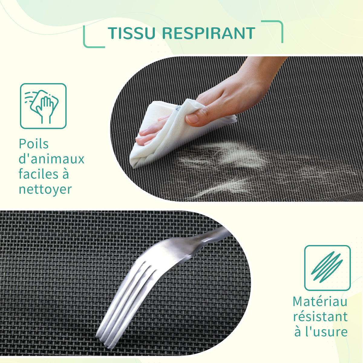 Lit pour chien chat XL grand confort sur pieds lit de camp 110 x 75 x 20 cm textilène micro-perforé noir