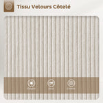 Lot de 2 tabourets de bar en tissu velours côtelé, chaises de bar avec dossier courbé, repose-pieds, 49x52x88cm, crème