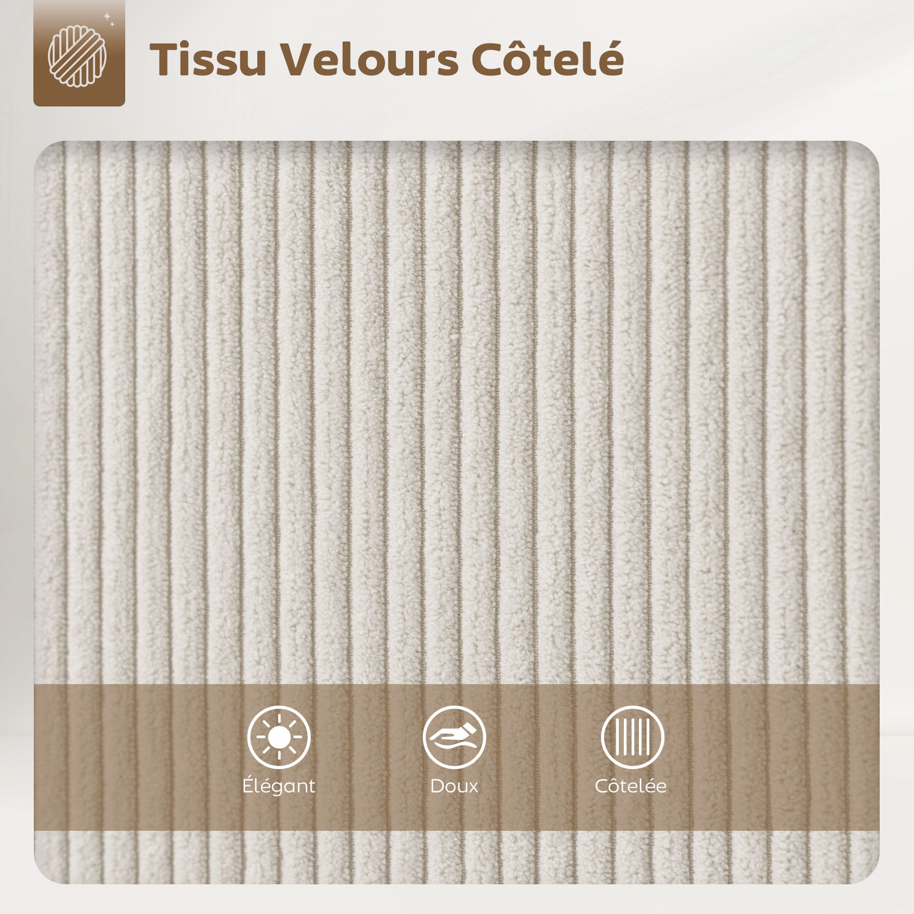 Lot de 2 tabourets de bar en tissu velours côtelé, chaises de bar avec dossier courbé, repose-pieds, 49x52x88cm, crème