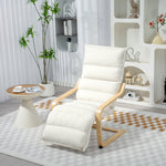 Fauteuil salon, fauteuil d'appoint rembourré en velours, repose-pieds réglable et structure en acier, 67x93x105cm, crème