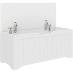Coffre de Rangement 136 L, Banc Coffre avec 2 Charnières de Sécurité et Design Sans Poignée, 100 x 40 x 45 cm, Blanc
