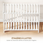 Étagère à chaussures, porte-chaussures 3 niveaux, étagères à lattes, en bois de pin， 70 x 26 x 57,5 cm, blanc