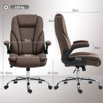 Fauteuil de bureau, chaise bureau ergonomique, hauteur réglable, accoudoirs relevables, 70 x 70 x 114-122 cm, marron