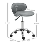 Tabouret à roulettes tabouret de travail avec hauteur réglable 44-56 cm et dossier, pivotant 360°, gris