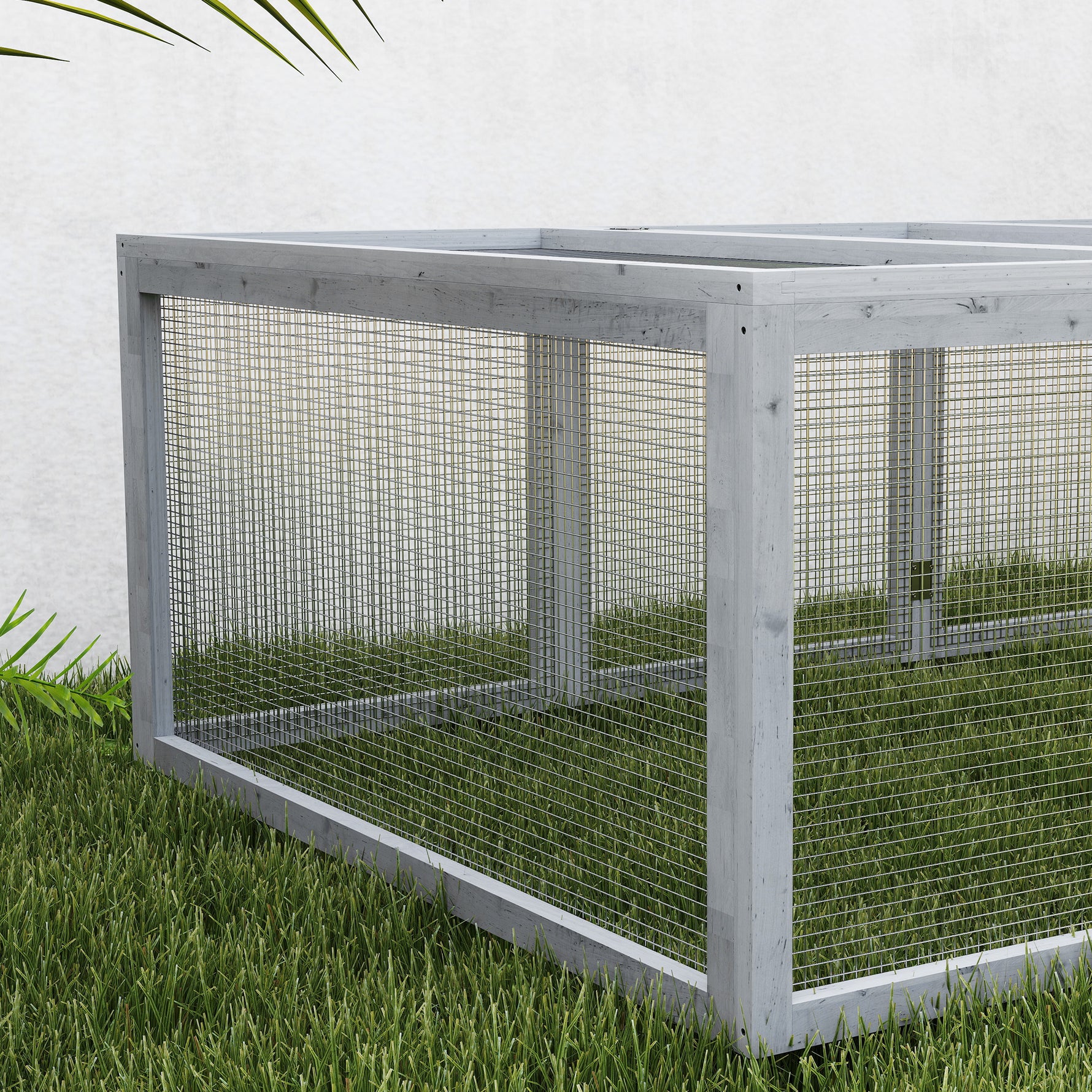 Clapier cage à lapins extérieur intérieur 2 portes supérieures 181L x 100l x 48H cm bois massif gris