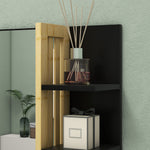 Miroir mural de salle de bain avec étagères de rangement - 3 étagères latérales + 1 étagère inférieure - bois de bambou