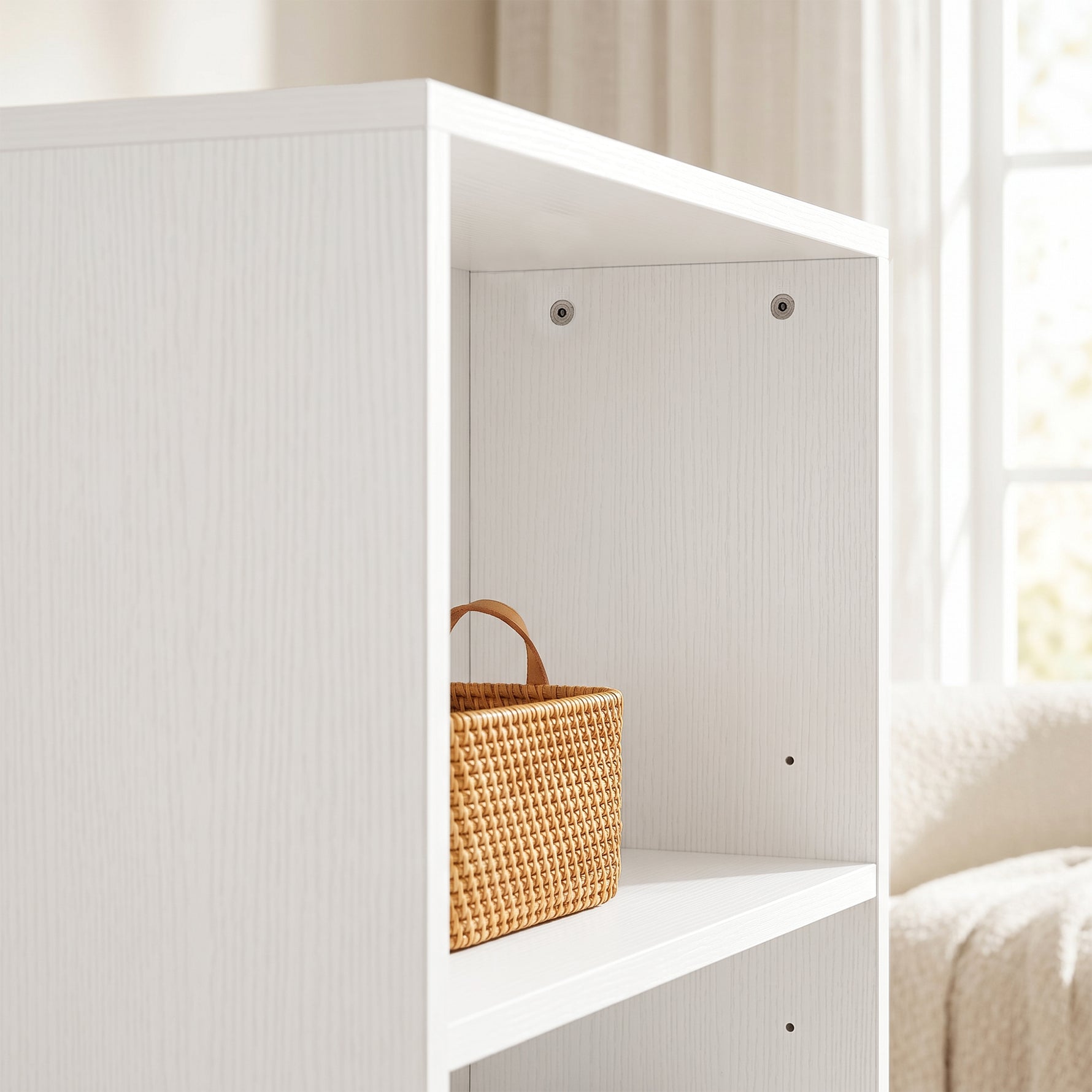 Bibliothèque étagère de rangement avec 3 compartiments et étagère réglable, 60 x 24 x 93 cm, blanc
