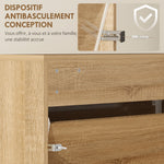 Meuble à chaussures 9 paires, armoire à chaussures étroite, 3 tiroirs rabattables portes miroirs, 65x17x114,5cm naturel