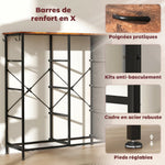 Commode 8 tiroirs en tissu, meuble de rangement, 4 poches, 2 crochets, structure en acier, 86x30x94,5cm, brun rustique