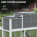 Clapier Lapin Extérieur en Bois Cage à Lapin Intérieur Double Toit Ouvrant Imperméable 2 Niveaux avec Enclos Gris